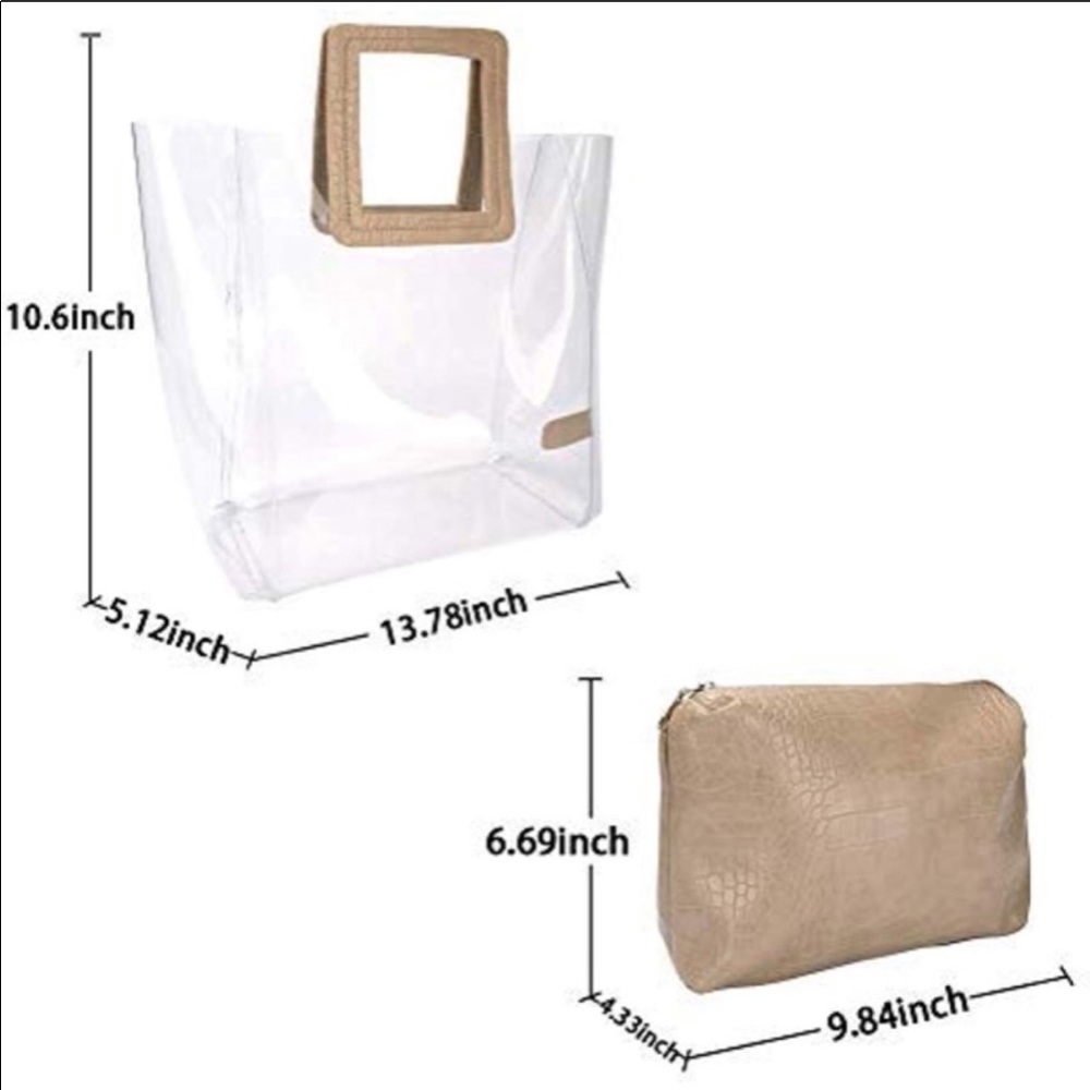 Transparent Tote Bag with Tan Pouch - Picture 7 of 9